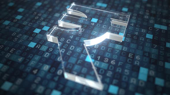 Rupee Symbol on a Blue Computer Screen alt