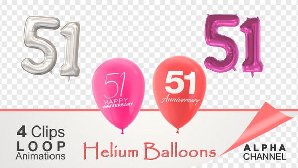 51 Anniversary Celebration Helium Balloons Pack