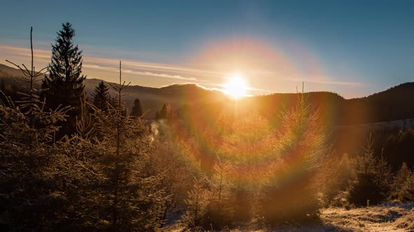 Golden Sunrise on Winter Hills alt