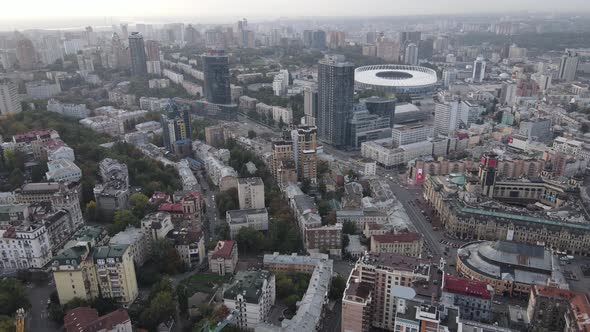 Cityscape of Kyiv, Ukraine. Aerial View, Slow Motion alt