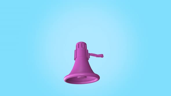 pink bullhorn rotating close-up on a bright blue background