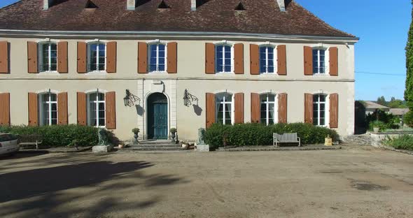 Aerial view of Bourbet Castle, France alt