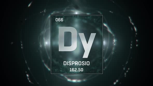 Dysprosium as Element 66 of the Periodic Table on Green Background in Spanish Language