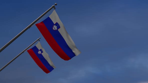Slovenia Flags In The Blue Sky - 2K