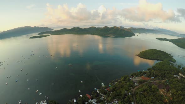 Morning Aerial and Video Surveying of the City of Coron alt