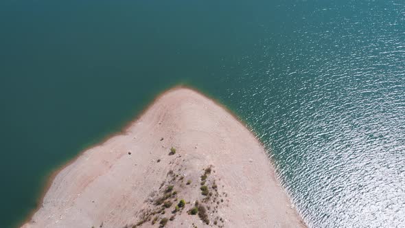 Aerial view of a clean stormy mountain river. Concept of conservation areas top view.