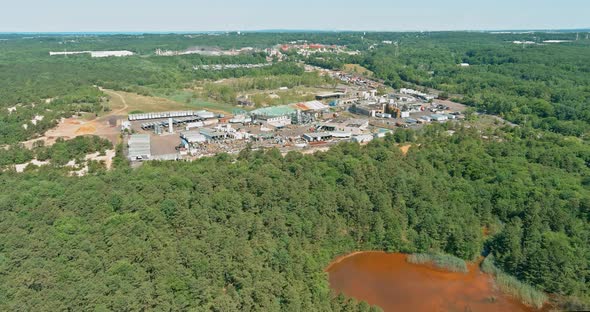 Environmental Zone a Red Chemically Infected Lake Chemical Emissions Into the Pond Chemical Waste alt