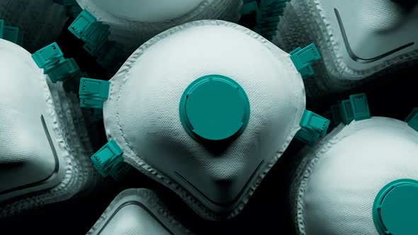 Endless loop animation of protective masks Aerial view of medical equipment 4kHD alt