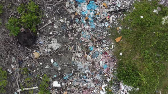 Aerial view plastic illegal garbage dump alt
