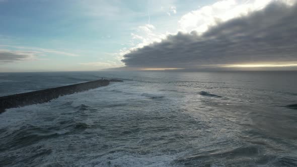 Aerial View of Beautiful sunset over the Mediterranean. 4K alt