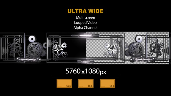 UltraWide HD Gears Frame With Alpha Channel 05
