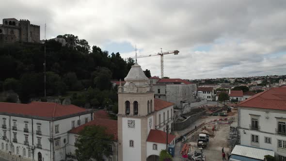Leiria bell tower, Portugal. Aerial drone view