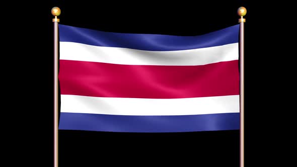 Flag Of Costa Rica Waving In Double Pole Looped alt