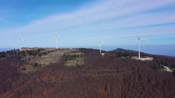 Green Energy Wind Turbines in the Mountains of Turkey
