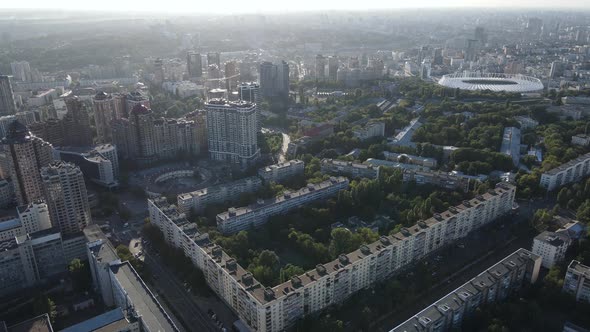 Kyiv Cityscape, Ukraine. Aerial View, Kiev. Slow Motion alt