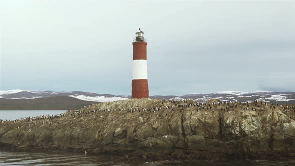 Lighthouse on the Beagle Channel, Tierra del Fuego, Argentina. 4K Version.