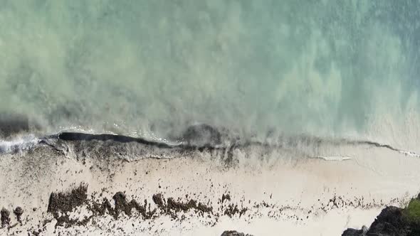 Vertical Video Empty Beach on Zanzibar Island Tanzania Aerial View alt