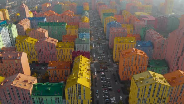 Panoramic Aerial View of Multicolored Buildings