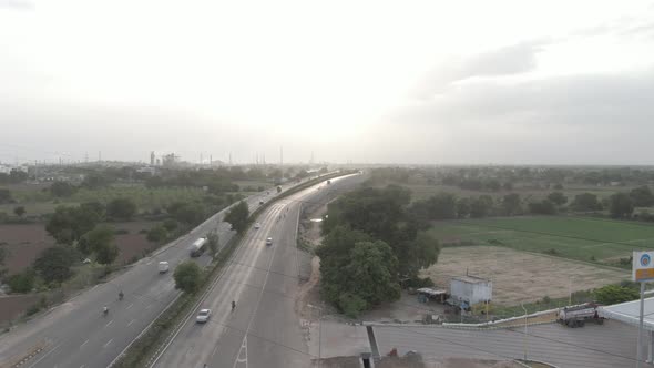 Drone shot of indian highway alt
