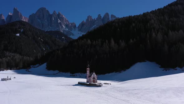 Church of Saint John and Dolomites in Winter alt