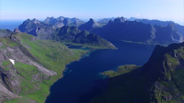 Lofoten islands in Norway, aerial footage