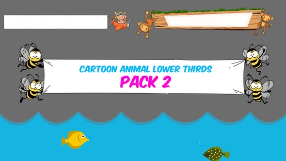 Cartoon Animal Lower Thirds Pack 2