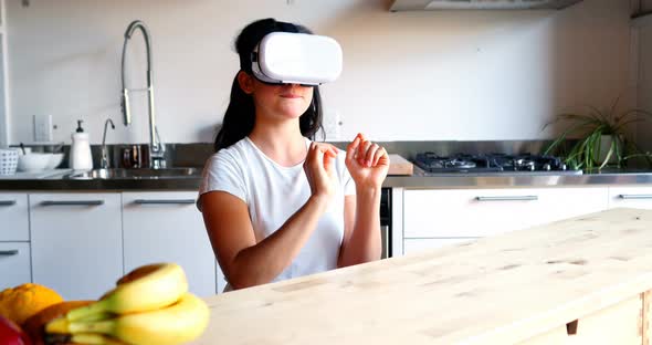 Woman using virtual glasses alt