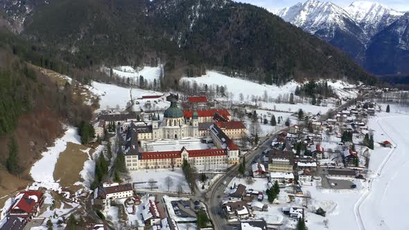 Germany, Bavaria, Garmisch Partenkichen, Ettal Abbey in winter alt