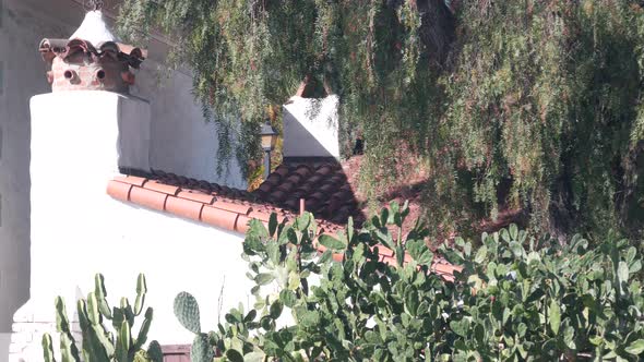 Roof of Old Mexican House Tiled Ceramic Clay Tiles
