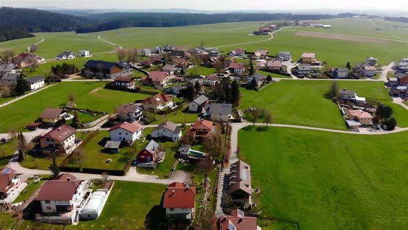 Beautiful view on an Village in Upper Austria Drone Video alt