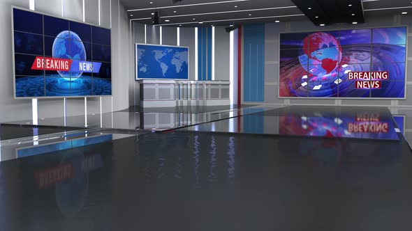Virtual News Studio Set Green Screen Background Loop 4k alt