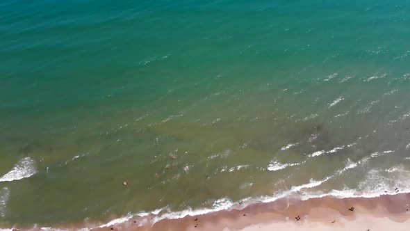 Aerial footage of the beautiful small town and seaside resort known as Obzor in Bulgaria alt