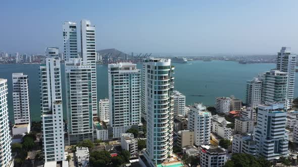 The Modern Skyscrapers in Cartagena Colombia Aerial View alt