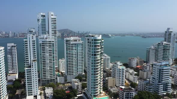 The Modern Skyscrapers in Cartagena Colombia Aerial View