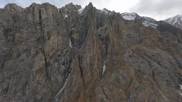 Aerial View Natural Mountain Glacier Texture Formation Snowy Summit Cloudscape Scenery alt