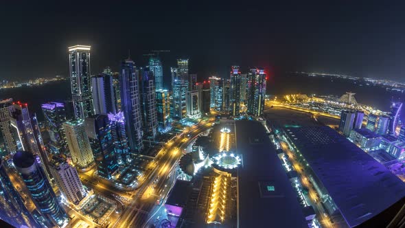 The Skyline of the West Bay Area From Top in Doha Timelapse Qatar alt