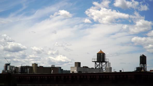 New York: Water Towers and Clouds, 4k Harlem Time Lapse.