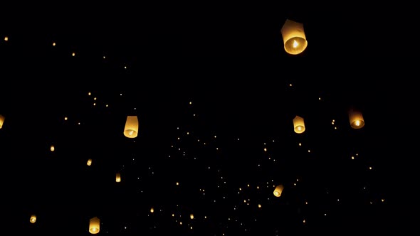Chiang Mai Thailand White Lantern in the Sky for the Loi Krathong or Yee Peng Festival alt