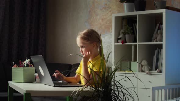 Smart Little Girl Does Homework