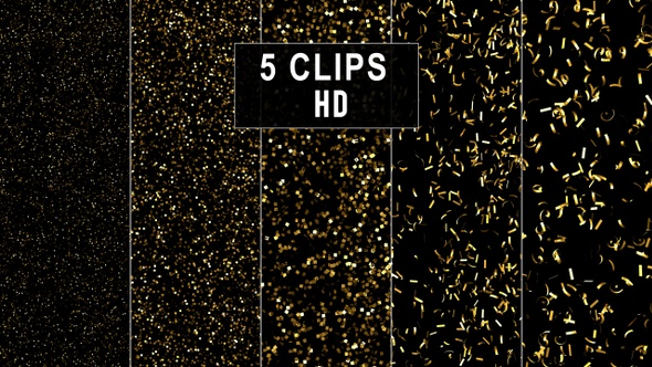 High Dense Golden Confetti Backgrounds - 5 Variations - HD