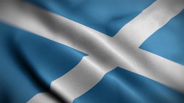 Scotland Flag Closeup Blowing In Wind alt