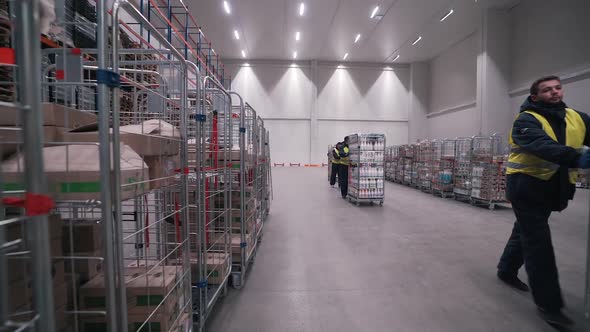 Workers Move Goods in Warehouse alt