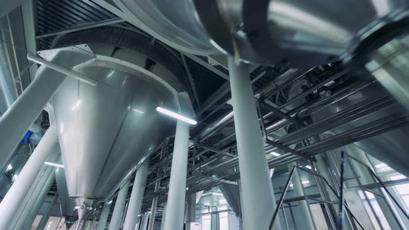 Bottom View of Steel Canisters Installed in a Brewery alt