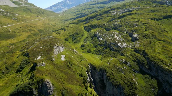 Amazing Landscape at Klausen Pass Mountain Road in Switzerland  View From Above alt