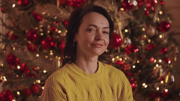 Adult Female Smiling at Home Winter Holiday alt