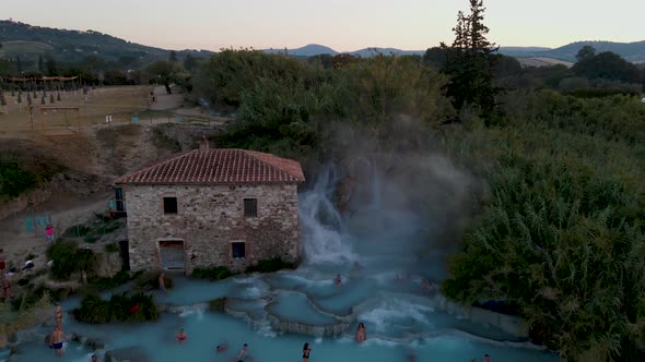 Natural Spa with Waterfalls and Hot Springs at Saturnia Thermal Baths Grosseto Tuscany ItalyHot alt
