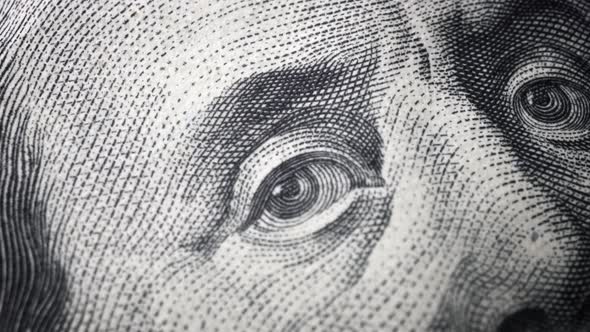 American one hundred dollar paper banknote in close up macro view dolly shot. alt