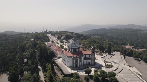 Air view of the terrace and esplanade of Sanctuary of Our Lady of Sameiro alt