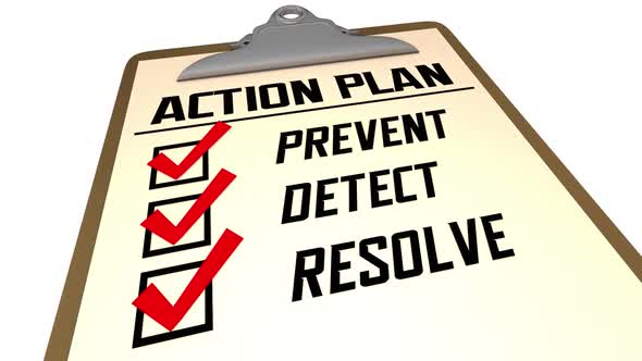 Action Plan Prevent Detect Resolve Checklist Steps Recovery Process 3d Animation alt