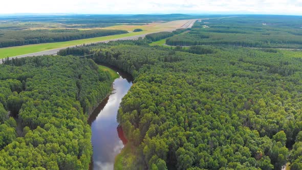 4K Drone Video of Chena River in North Star Borough, North Pole, Alaska alt